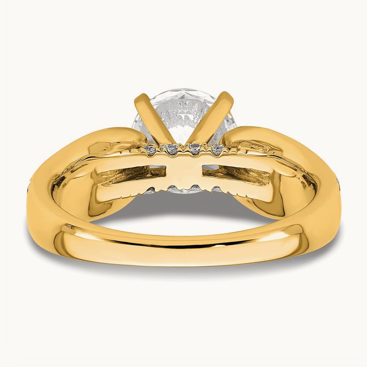 Round Semi-Mount Engagement Ring, 0.50 ct tw Lab-Grown Diamond — 5/8 ct (holds 1 1/2 ct center), 14K Yellow Gold