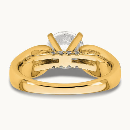Round Semi-Mount Engagement Ring, 0.50 ct tw Lab-Grown Diamond — 5/8 ct (holds 1 1/2 ct center), 14K Yellow Gold