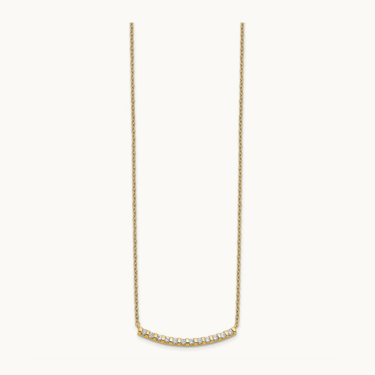 Curved Bar Necklace, 0.25-0.50 ct tw Lab-Grown Diamond — 1/4 ct, 14K Yellow Gold