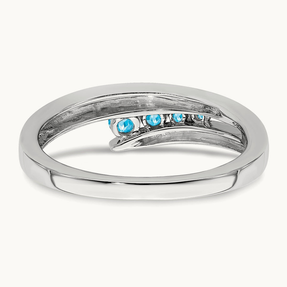 Blue Topaz 4-stone Ring — 14K White Gold, 7