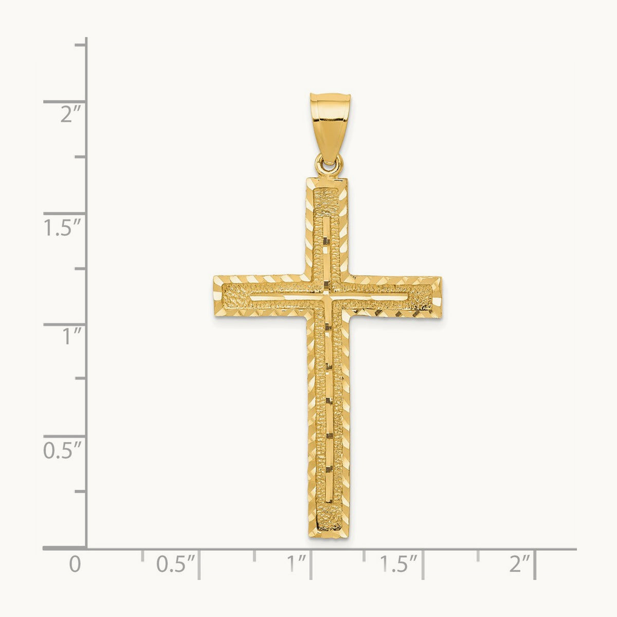Polished and Textured Diamond-cut Latin Cross Pendant, 14K