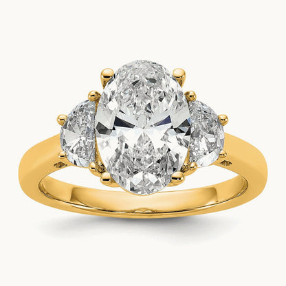 Half Moon and Oval Semi-Mount Engagement Ring, 0.50-1.00 ct tw Lab-Grown Diamond — 5/8 ct, 14K Yellow Gold