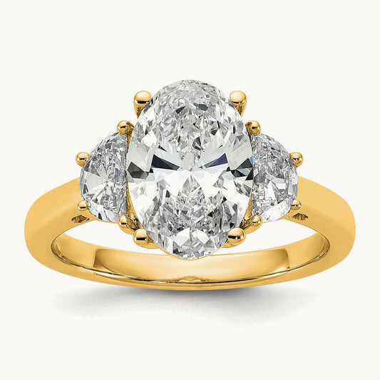 Half Moon and Oval Semi-Mount Engagement Ring, 0.50-1.00 ct tw Lab-Grown Diamond — 5/8 ct, 14K Yellow Gold