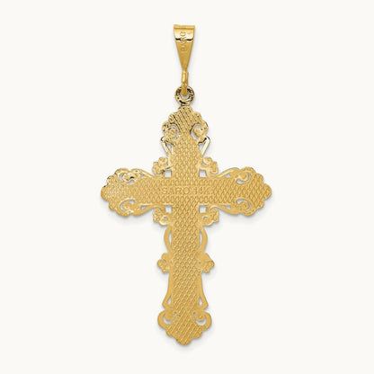 Fleur De Lis Cross Pendant, 14K