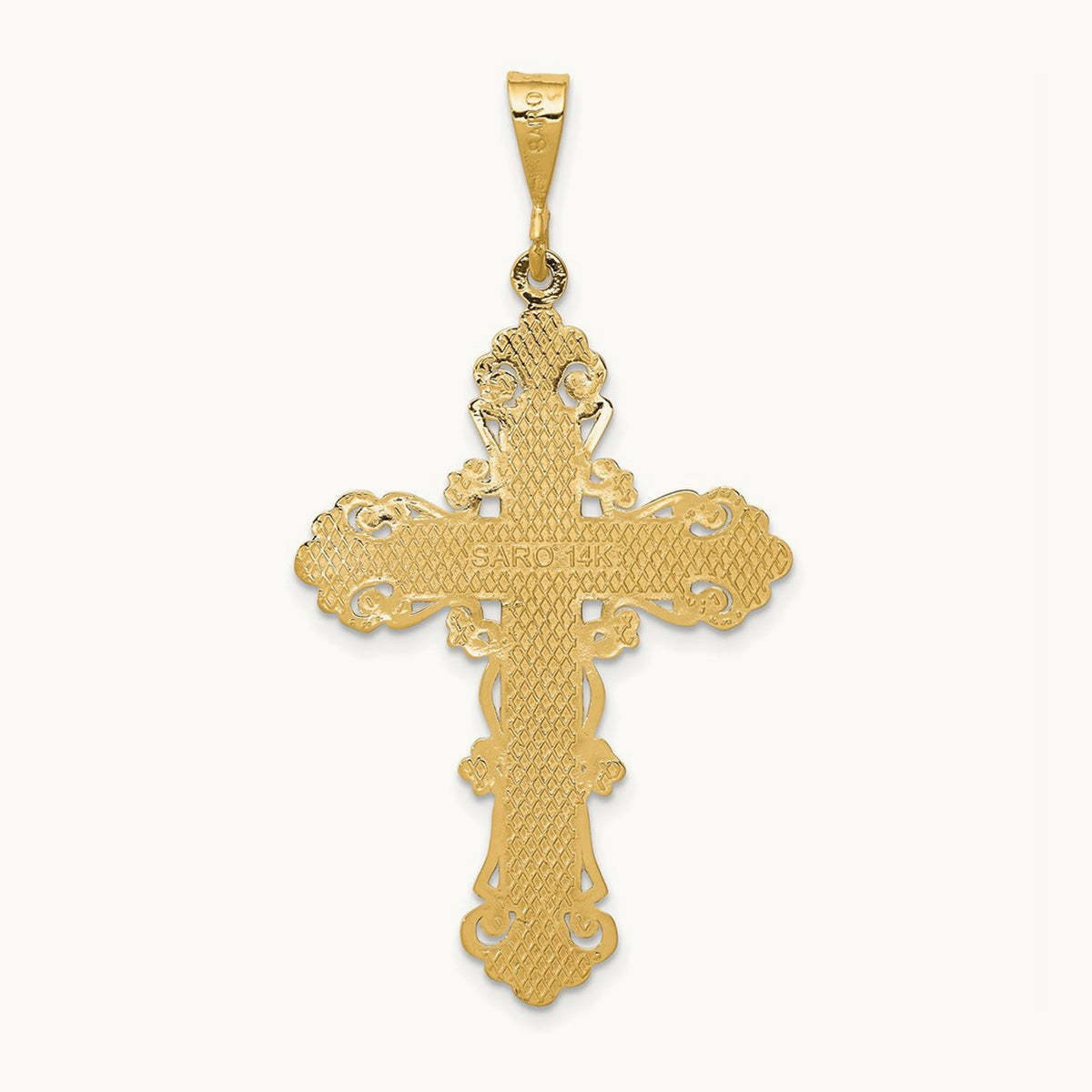 Fleur De Lis Cross Pendant, 14K