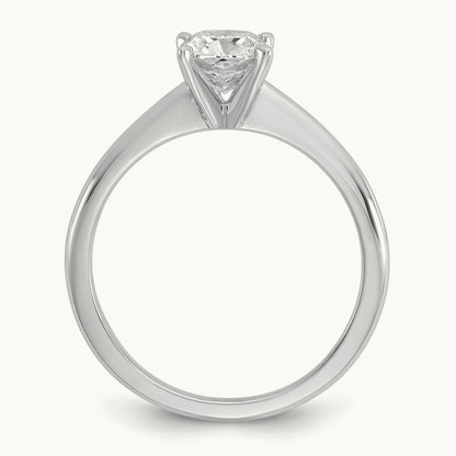 1ct Cert Lab Grown Diamond VS+ F+ Cushion Comp Solitaire Eng Ring, 14K White Gold