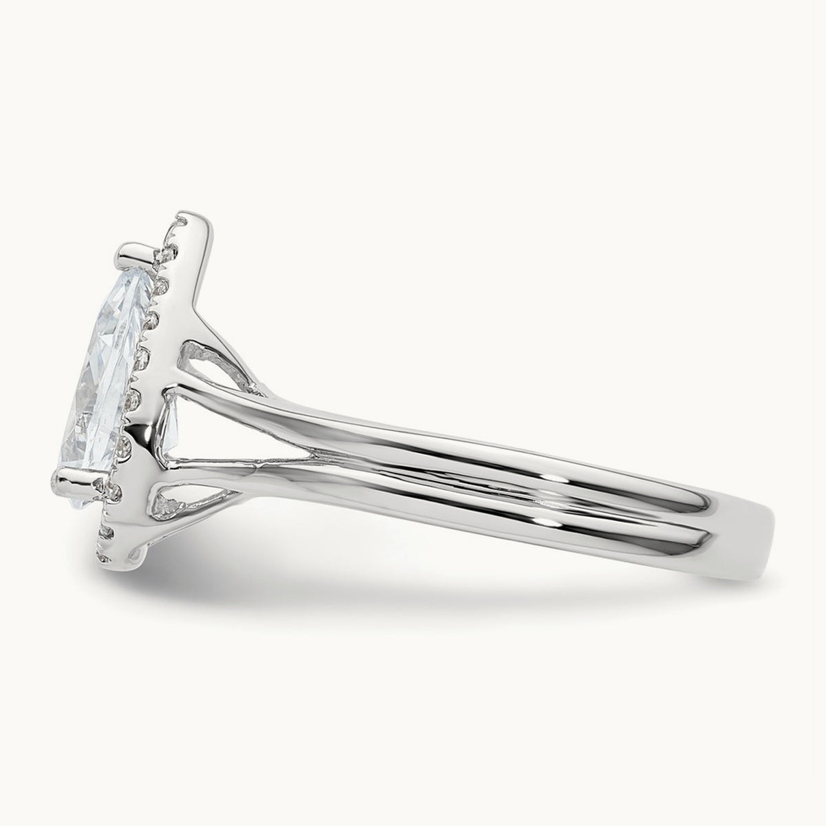 Pear Halo Semi-Mount Split Shank Engagement Ring, 0.07-0.20 ct tw — 1/5 ct, 14K White Gold