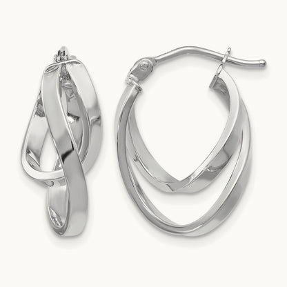 w/Wht RH-plating Polished Hinged Hoop Earrings, 14K — Leslie's