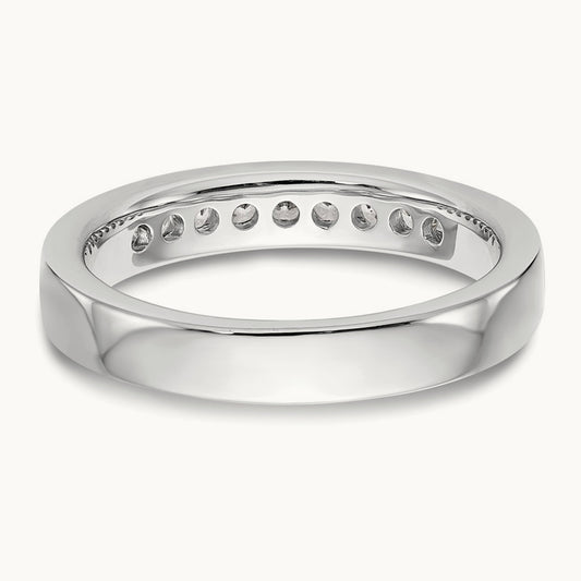 9-Stone Diamond Channel Band, 14K White Gold