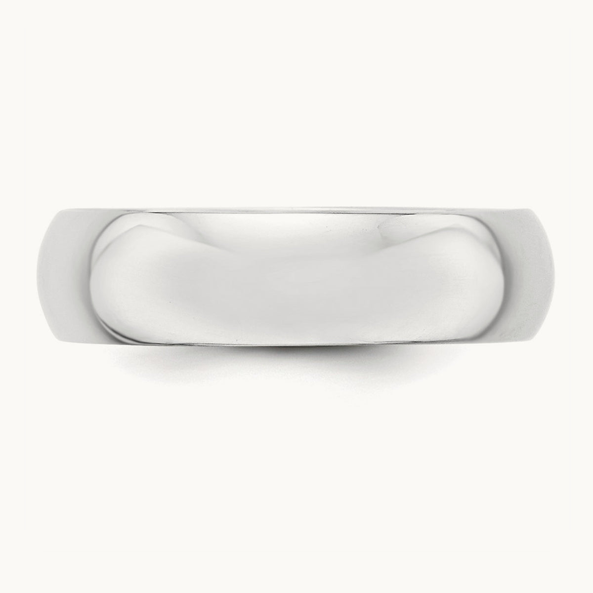 Half Round Band, 6mm, 10K White Gold