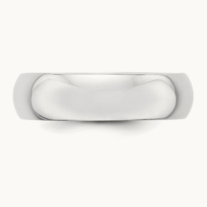 Half Round Band, 6mm, 10K White Gold
