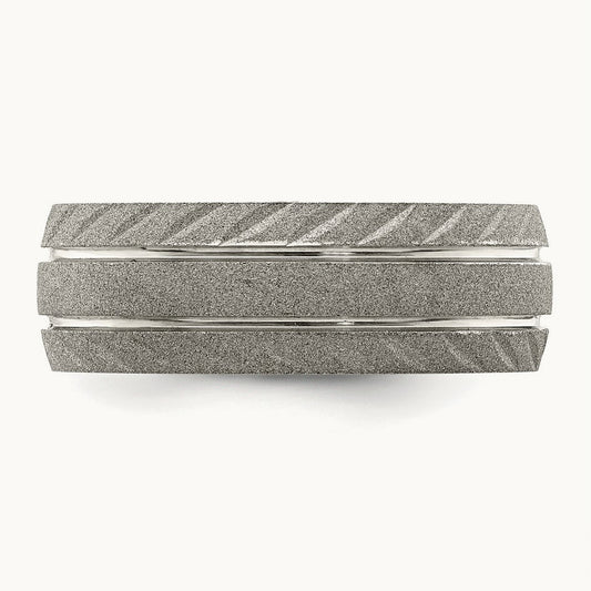 Polished and Satin Band, 8mm, Stainless Steel