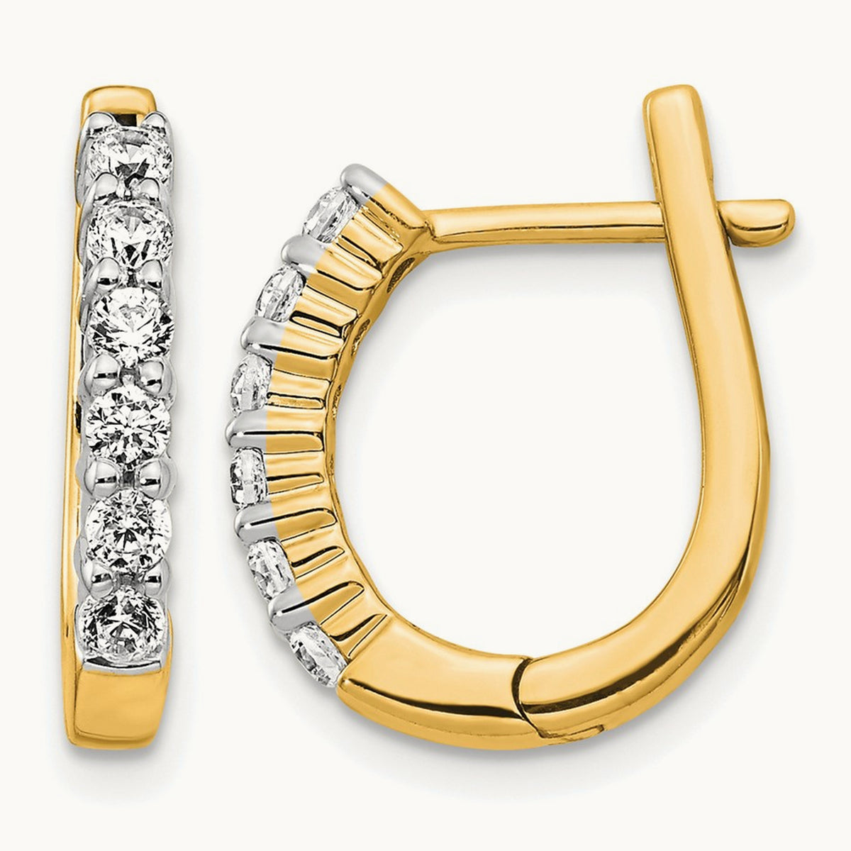 Diamond Hinged Hoop Earrings — 14K Yellow Gold, 17mm