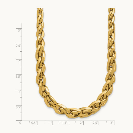 Polished Graduated Fancy Link 18in Necklace, 14K