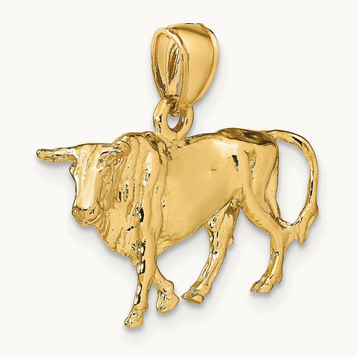 3-D Bull w/Horns Charm, 14K