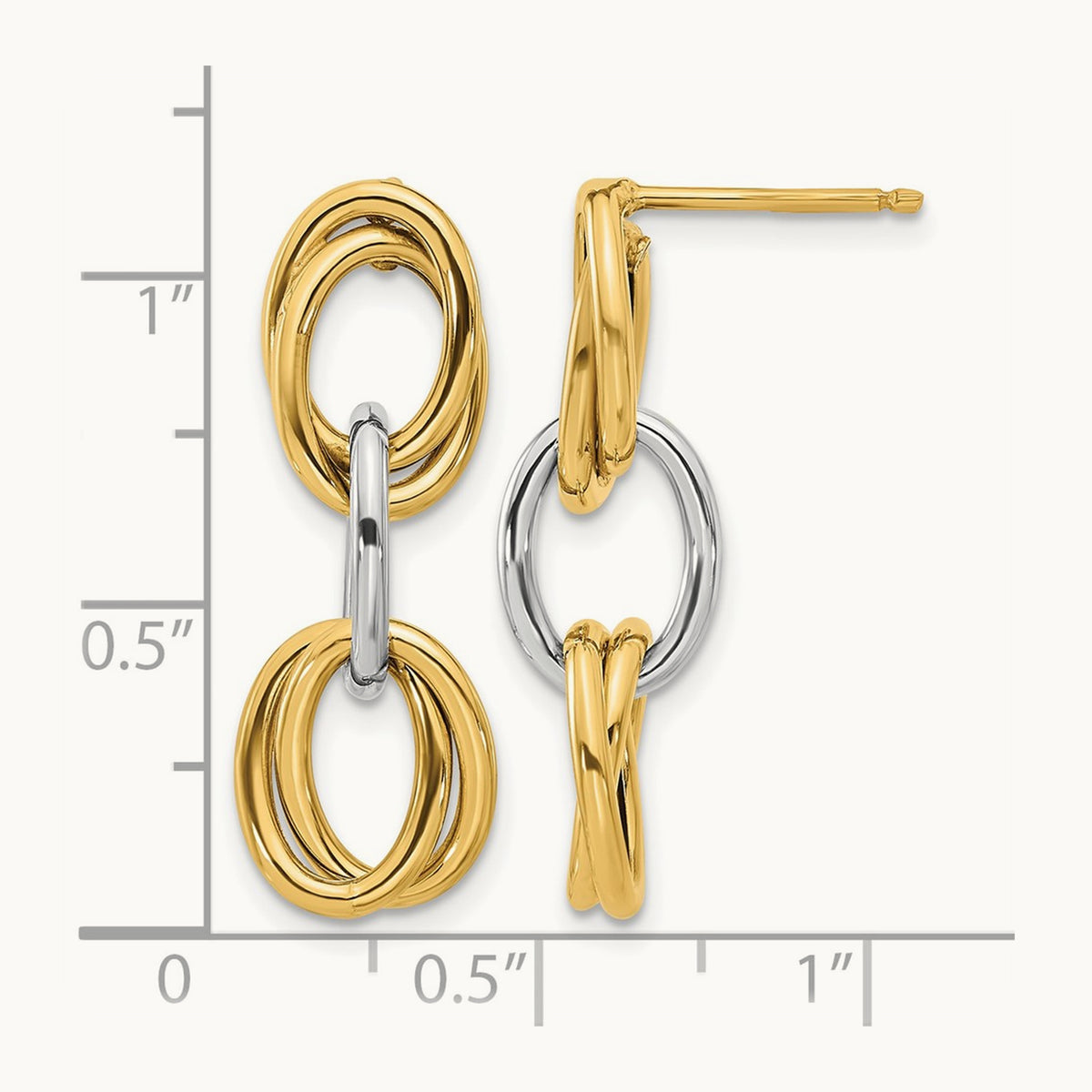 Polished Ovals Dangle Earrings, 14K with Rhodium — Leslie's