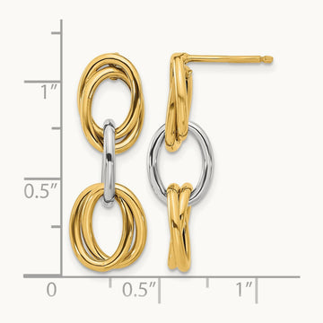 Polished Ovals Dangle Earrings, 14K with Rhodium — Leslie's