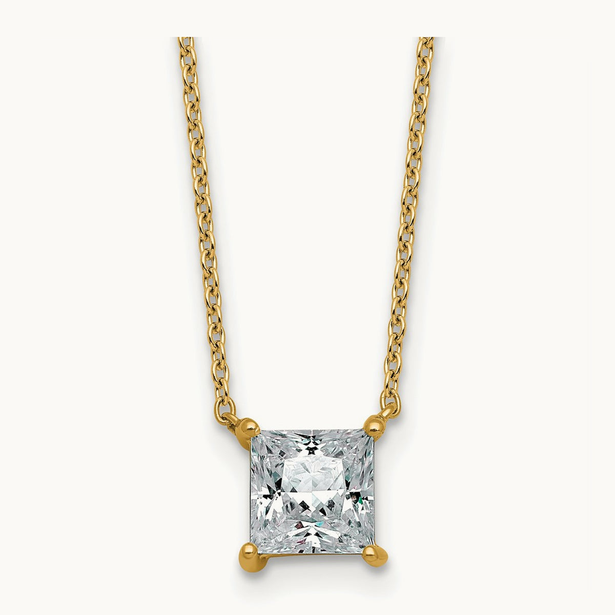 Princess Pendant Necklace, 0.25-4.00 ct tw Lab-Grown Diamond — 1 1/2 ct, 14K Yellow Gold