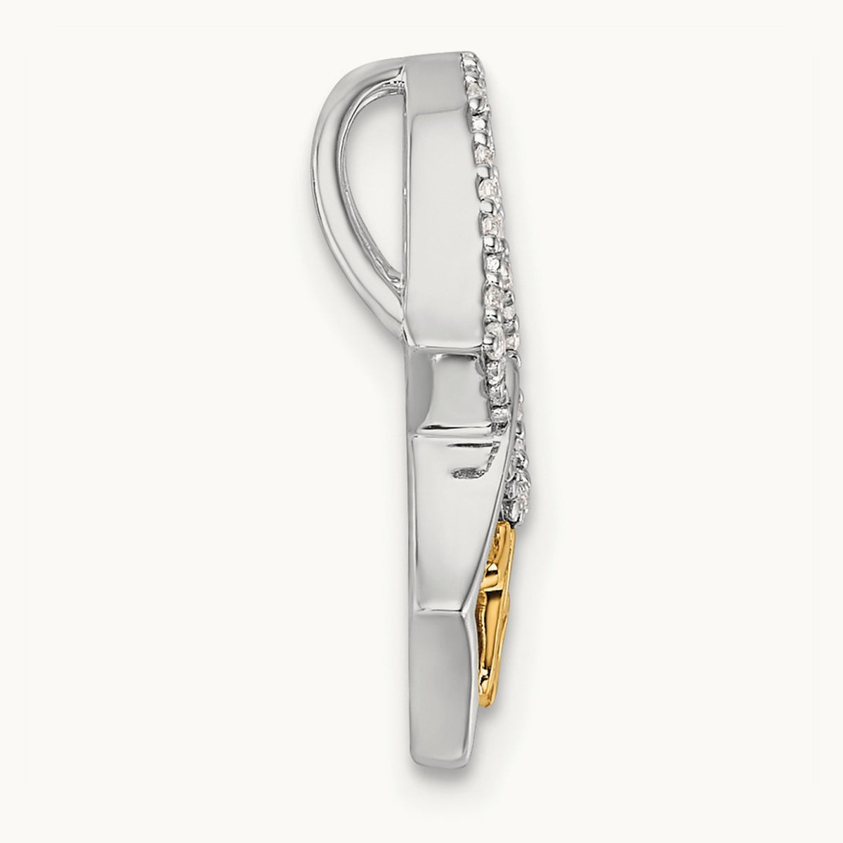 Polished Diamond Quinceanera Double Heart Chain Slide, 14K Two-tone