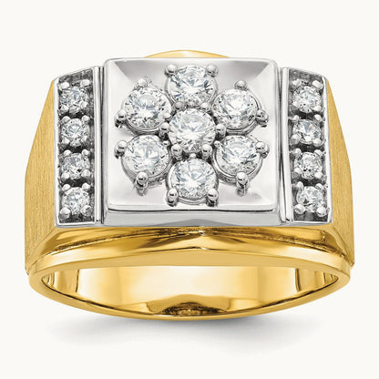 IBGoodman Men's Polished and Satin Diamond Cluster Ring, 14K Two-tone