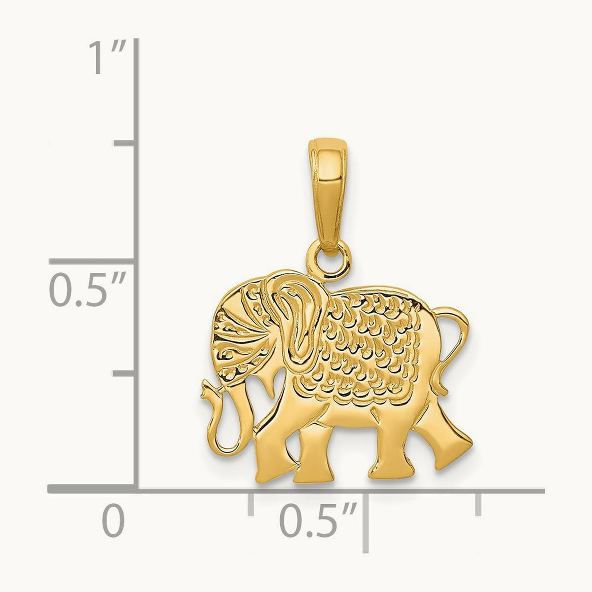 Textured Elephant Pendant, 14K