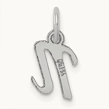 Small Script Letter N Initial Charm, 14K White Gold