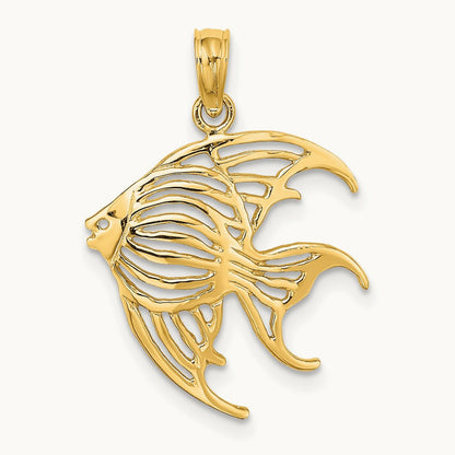 Cut-Out Angelfish Charm — 14K Yellow Gold, 17.1mm