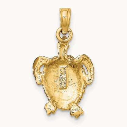 Textured Sea Turtle Charm — 14K Yellow Gold
