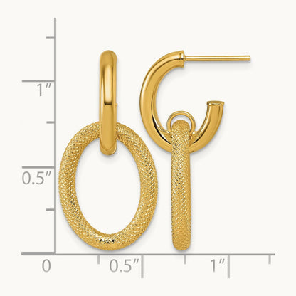 Polished and Textured Post Dangle Earrings, 14K