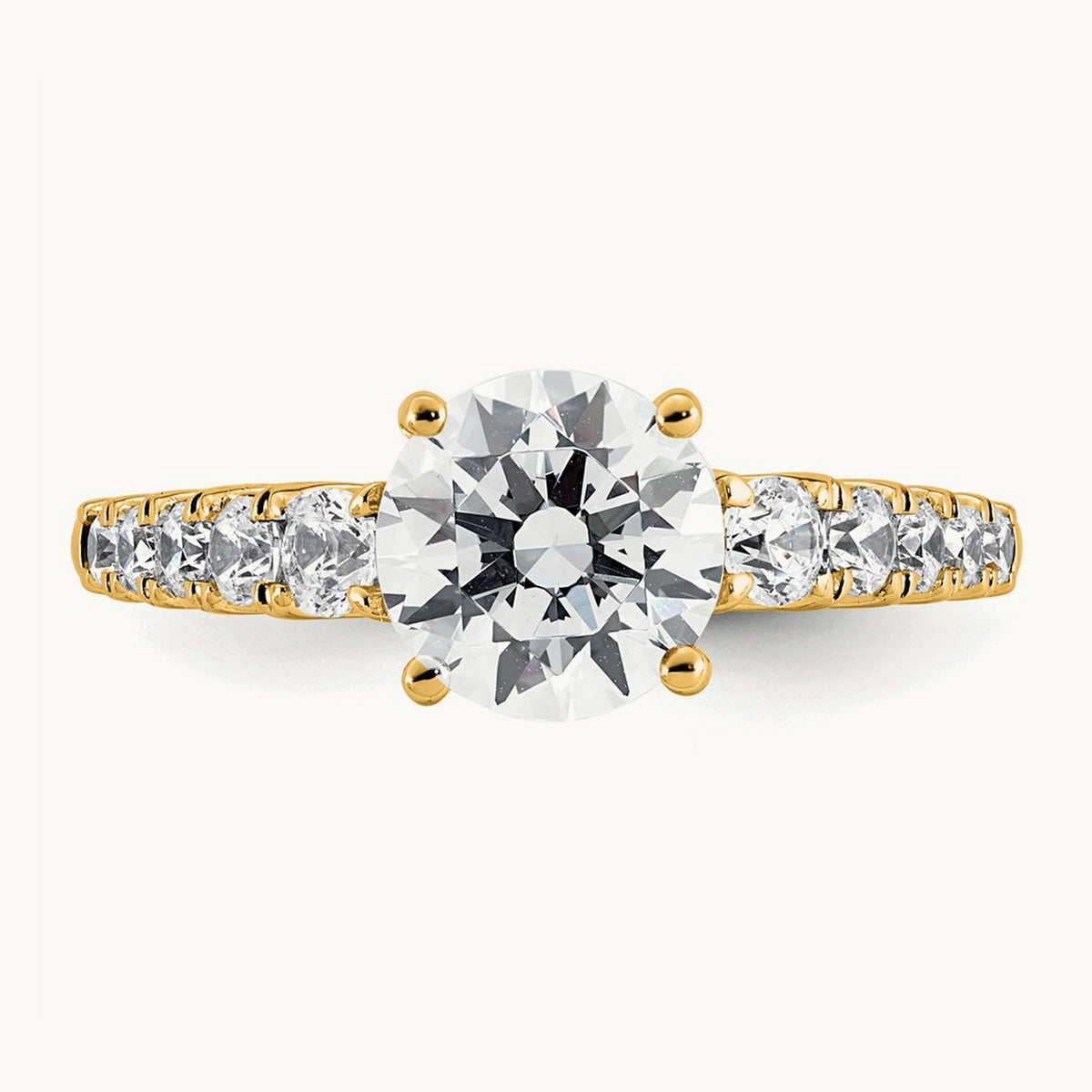 2 Round Engagement Ring, 2.00 ct tw Lab-Grown Diamond — 14K Yellow Gold