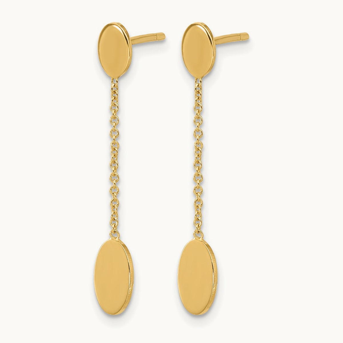 Polished Oval Discs Dangle Post Earrings, 14K — Leslie's