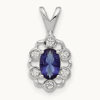 Created Sapphire Pendant, 0.10 ct tw Lab-Grown Diamond