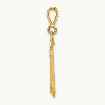 Large Brushed Diamond-cut Number 30 Charm, 14K