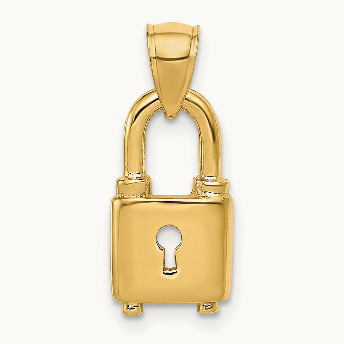 Polished Lock Charm, 14K