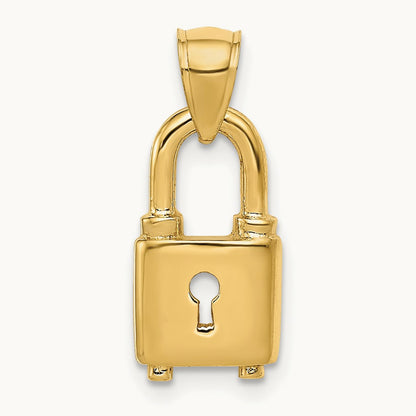 Polished Lock Charm, 14K