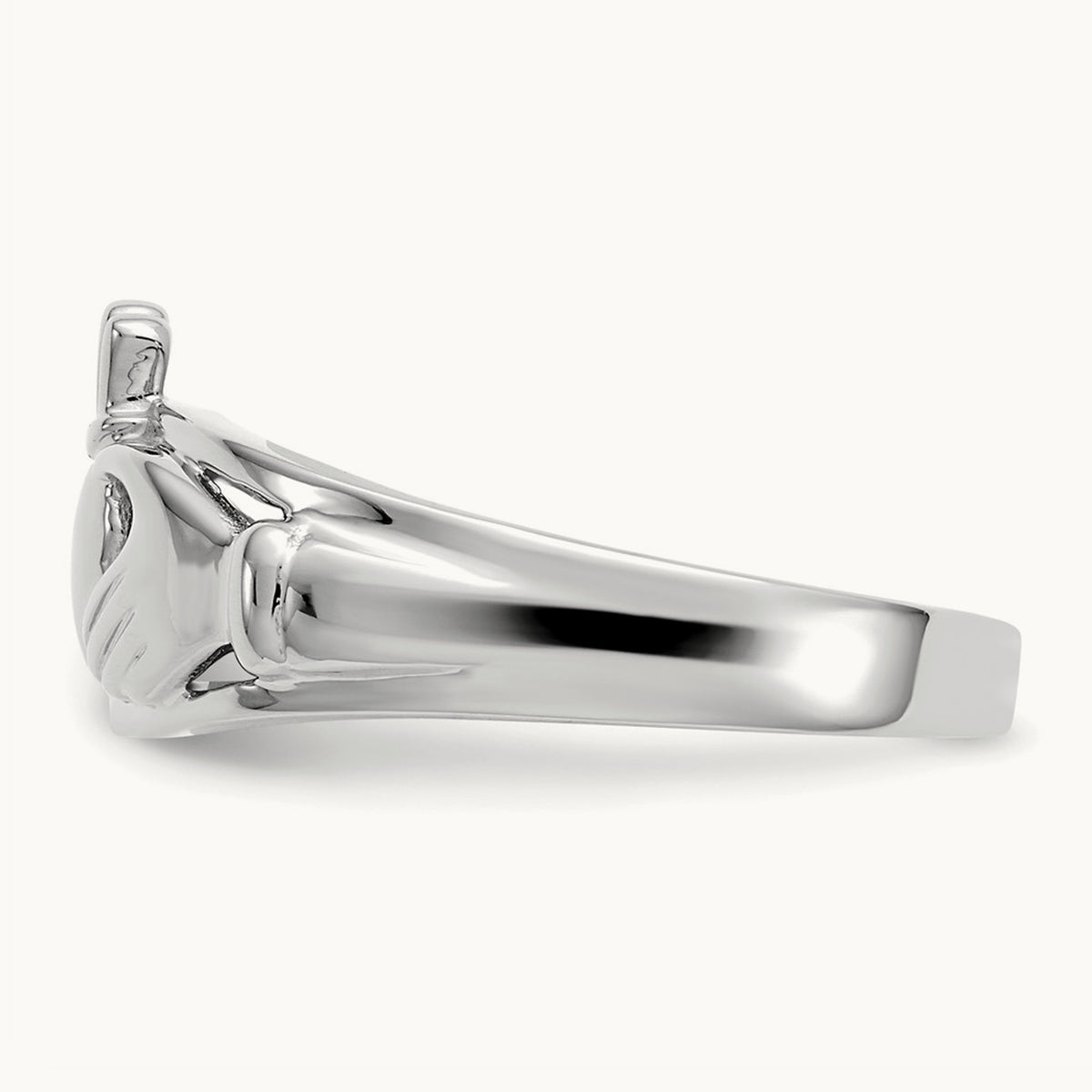 Ladies Claddagh Ring, 14K White Gold