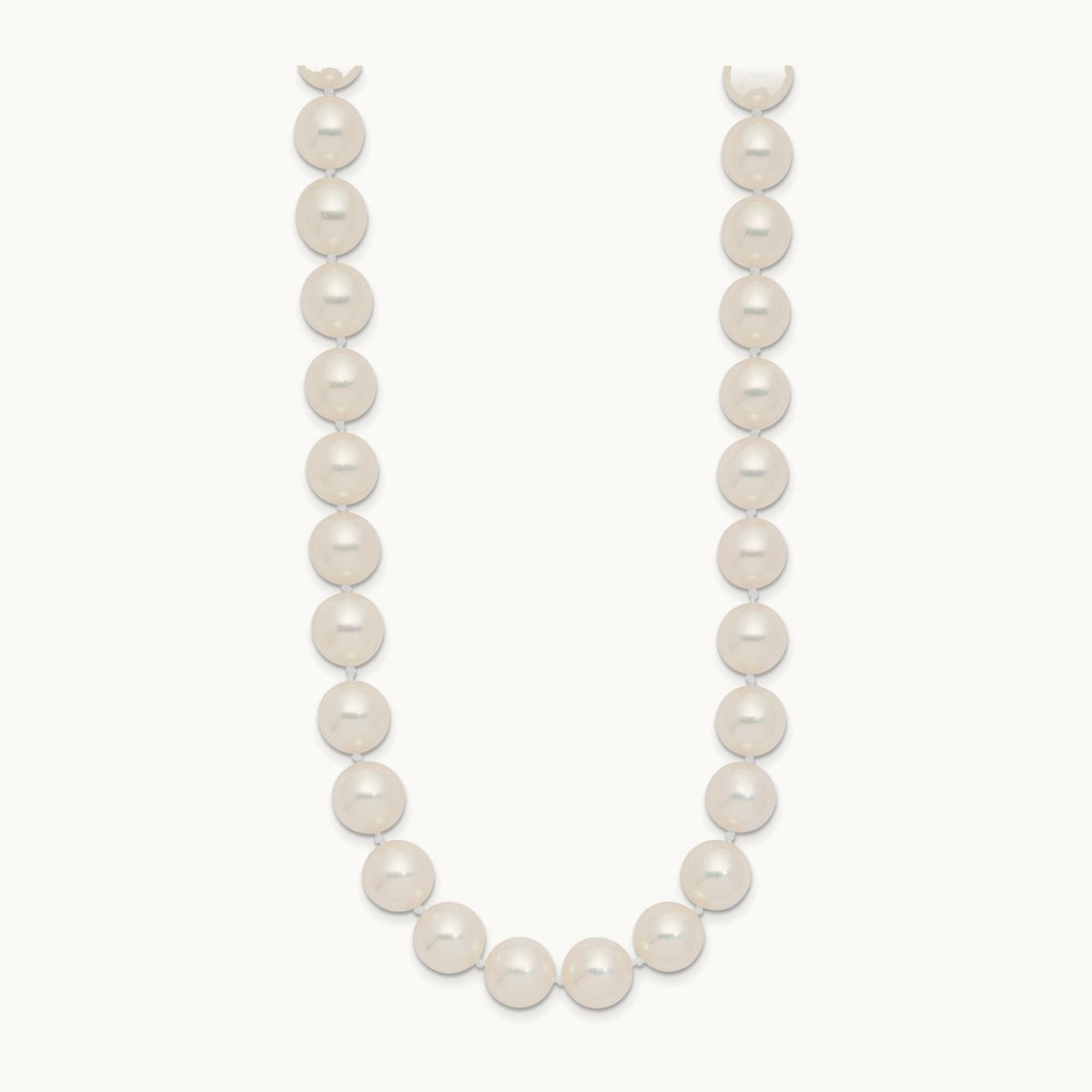 9- White Rnd Akoya Saltwater Cultured Pearl Necklace, 10mm, 14K