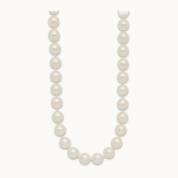 9- White Rnd Akoya Saltwater Cultured Pearl Necklace, 10mm, 14K