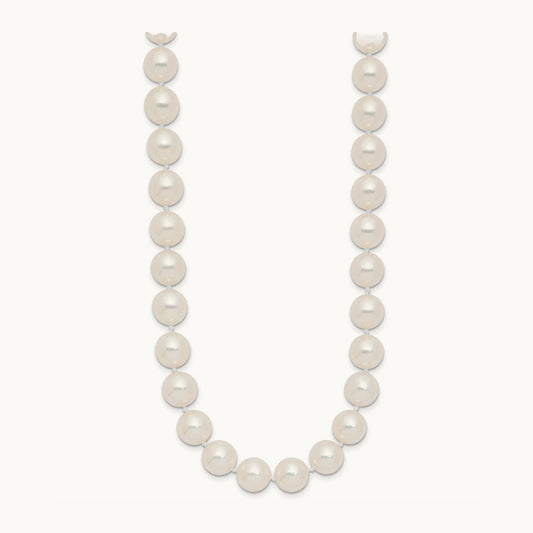 9- White Rnd Akoya Saltwater Cultured Pearl Necklace, 10mm, 14K