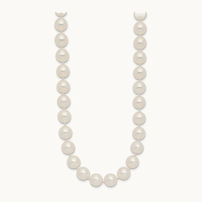 9- White Rnd Akoya Saltwater Cultured Pearl Necklace, 10mm, 14K