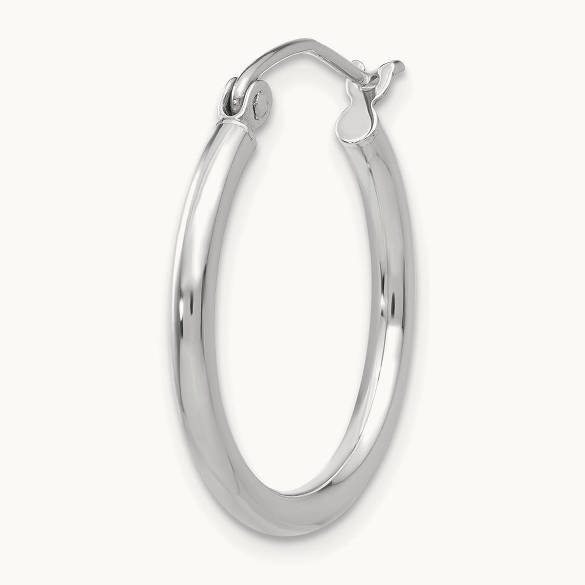 Single 14k White Gold Polished 2x20mm Lightweight Tube Hoop Earring