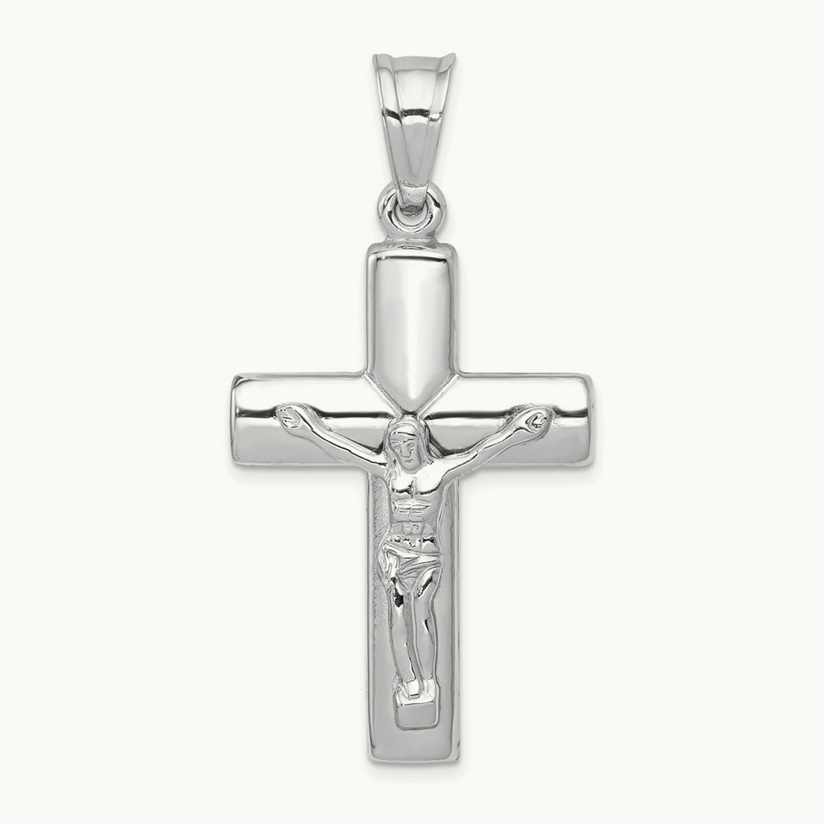Reversible Crucifix Pendant — 14K White Gold, 48mm