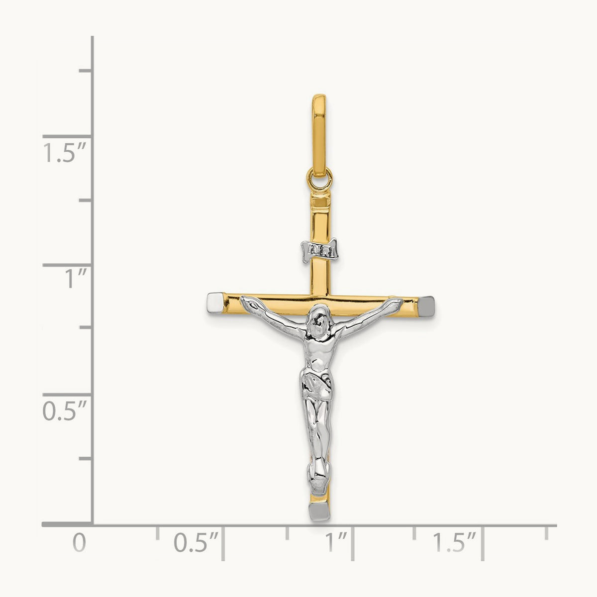 Crucifix Pendant, 14K Two-tone