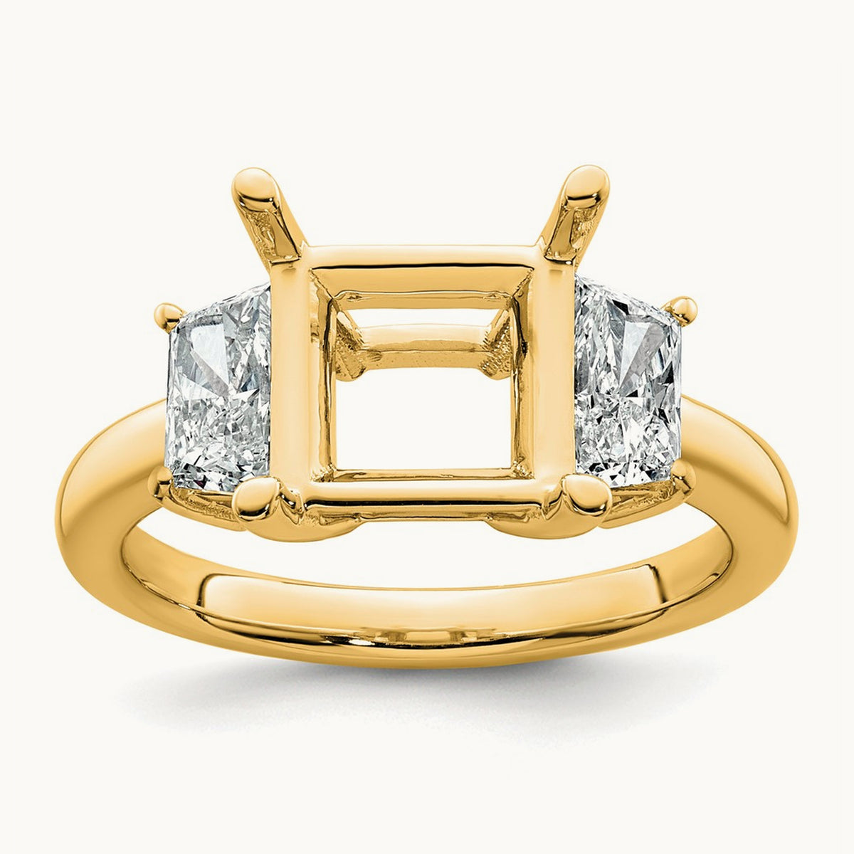 Trapezoid Princess Semi-Mount Engagement Ring — 14K Yellow Gold, 1 ct, 7