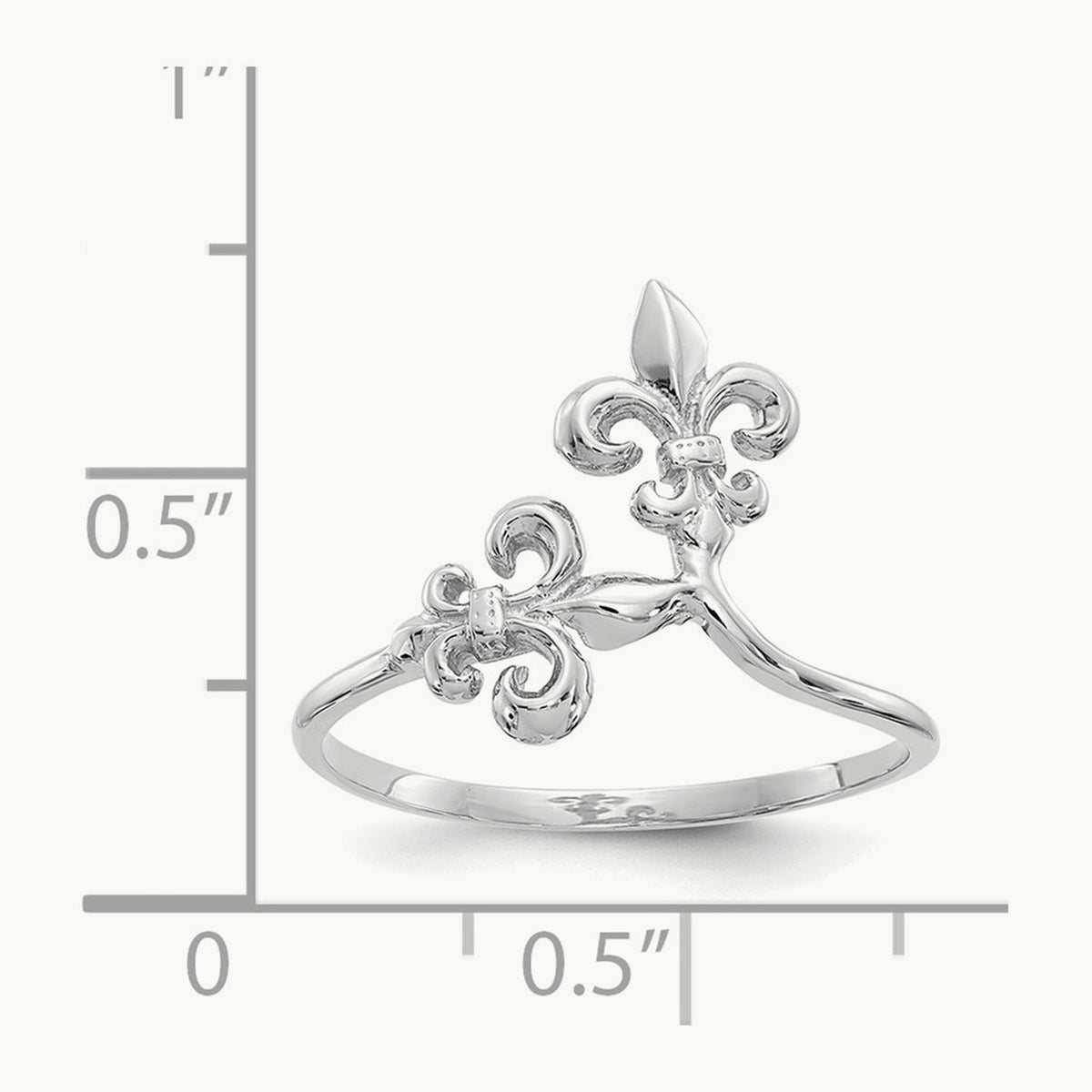 Polished Fleur De Lis Ring — 14K White Gold, 7