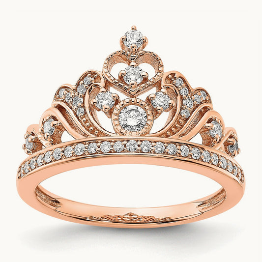 Polished Diamond Tiara Ring, 14K Rose Gold