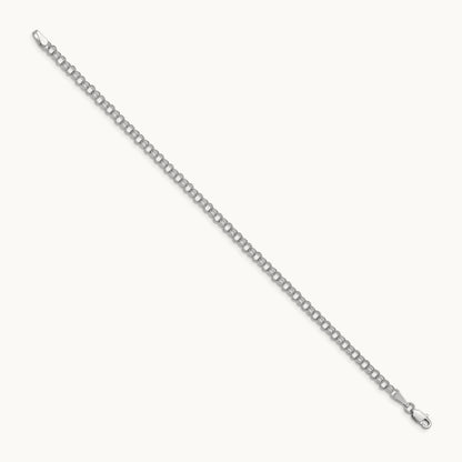 Solid Double Link Charm Bracelet, 14K White Gold