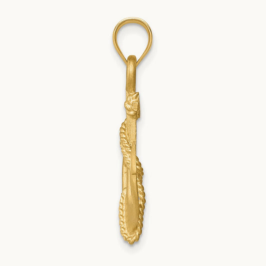 Brushed & Diamond-cut Anchor Pendant, 14K