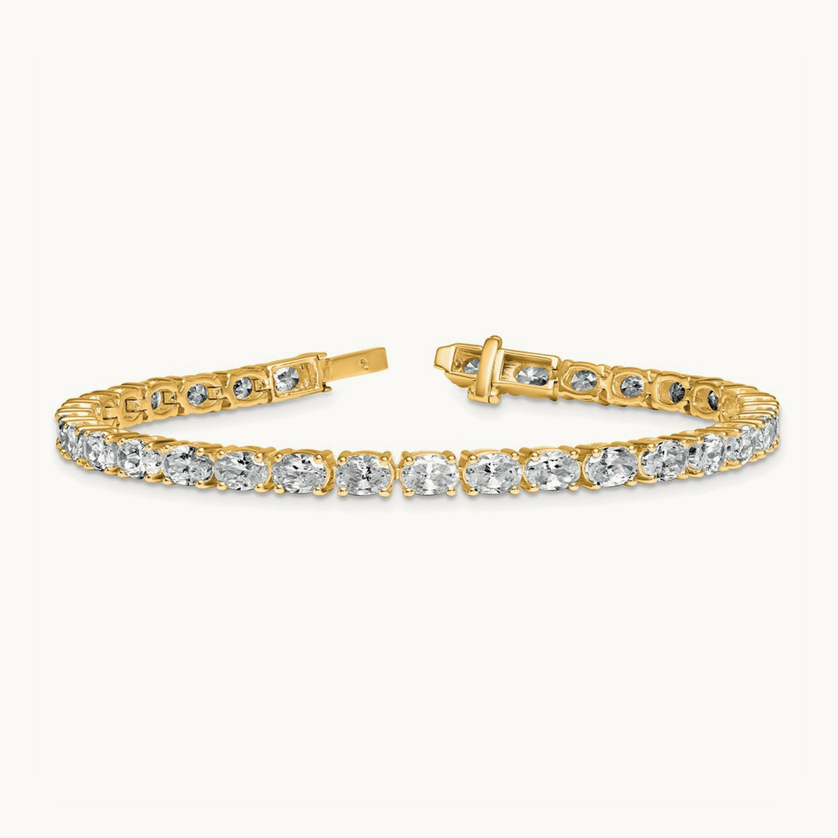 Oval Tennis Bracelet, 9.75 ct tw Lab-Grown Diamond — 14K Yellow Gold