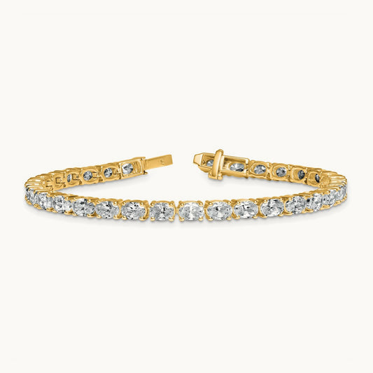 Oval Tennis Bracelet, 9.75 ct tw Lab-Grown Diamond — 14K Yellow Gold